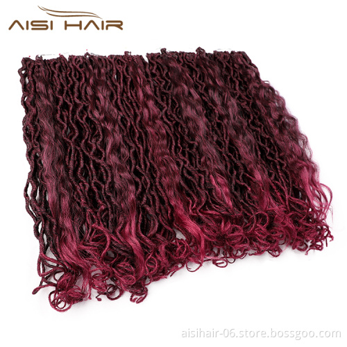 Aisi Hair Goddess Faux Locs Crochet Braids Hair Wine Red Faux Locks Synthetic Braids Hairpieces Extensions For Black Women